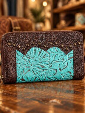 Western Hand-tooled Leather Wallet